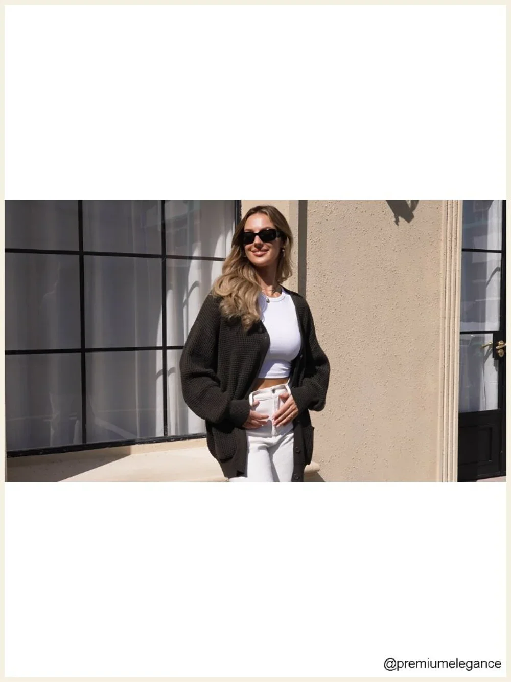 100% Cotton Oversized Cardigan with Pockets Button-Down Knit Outerwear
